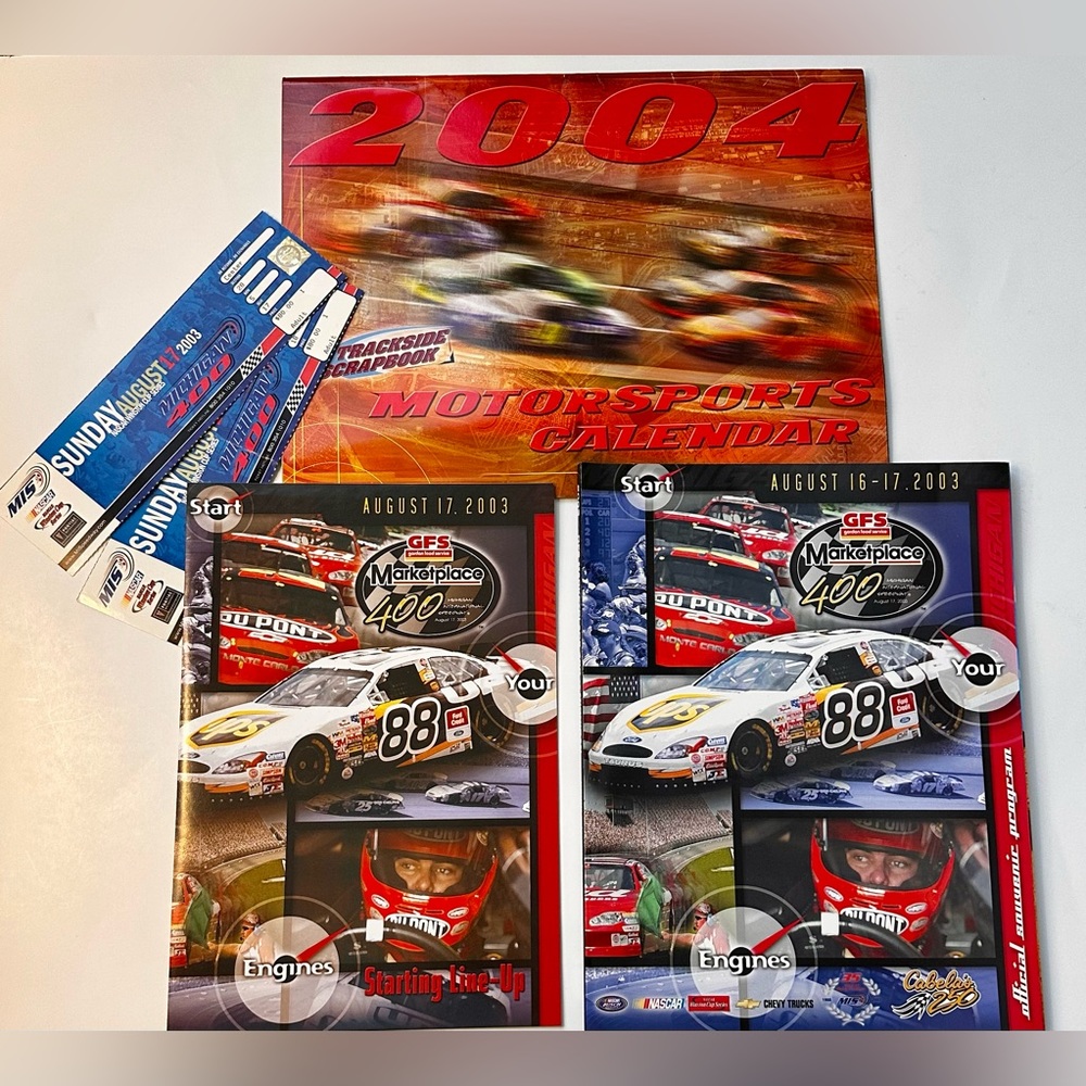 #800 NASCAR 2003 GFS MARKETPLACE 400 OFFICIAL SOUVENIR PROGRAM, TICKETS, LINEUP.